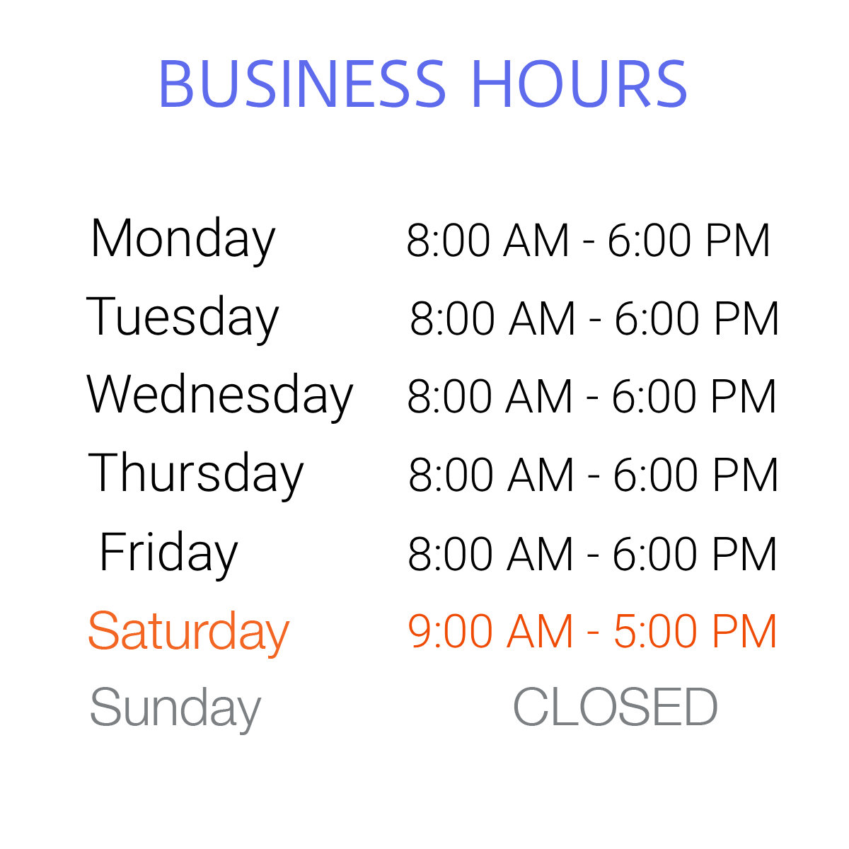 BUSINESS HOURS